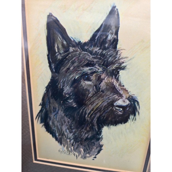 VTG Ole Larsen Signed Print Scottie Terrier Dog Framed Realistic Portrait 11X9" - Picture 6 of 12
